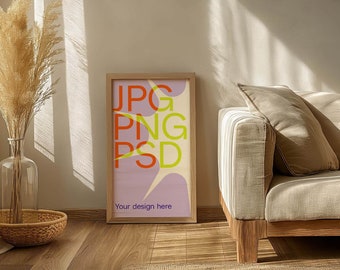 vertical frame mockup poster frame mockup interior digital mockup modern wood frame mockup