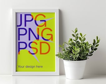 photo frame mockup vertical frame mockup digital single frame mockup frame 2x3 frame mockup white frame with plant mockup