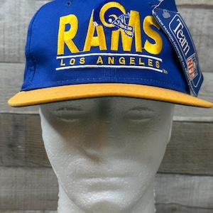 Vintage 1990s Youngan Los Angeles Rams Split Bar Helmet Snapback Hat BNWT