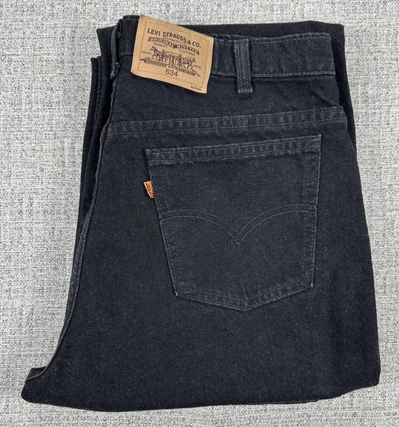 Vintage Levis 634 Jeans Mens 34x30 Black Denim Orange Tab Made