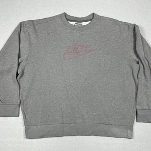 Y2K Dark Gray Nike Red Spellout Crewneck Sweatshirt SzXL Silver Tag Pullover