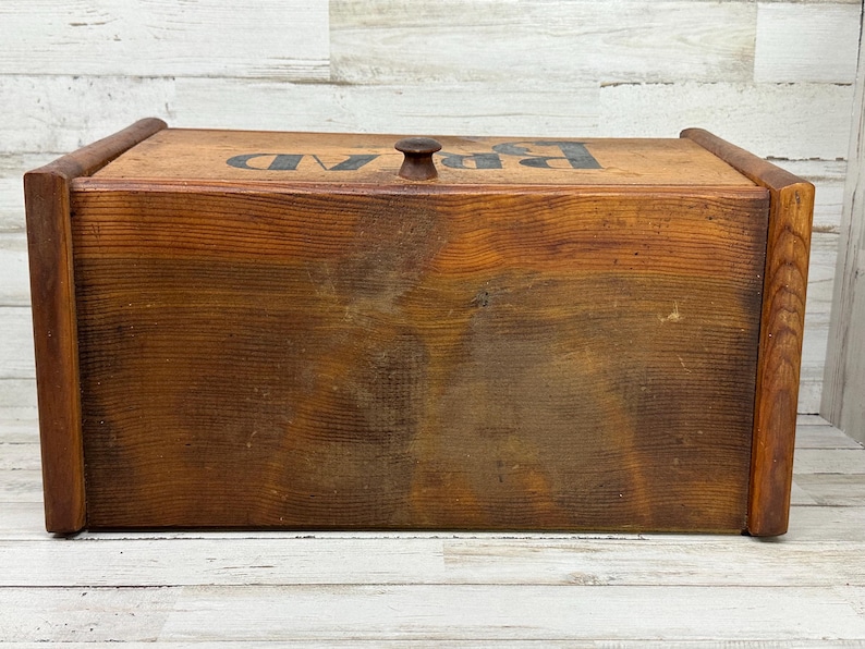 Vintage Bread Box Wooden Container 1980s Country Rustic Decor Kitchen