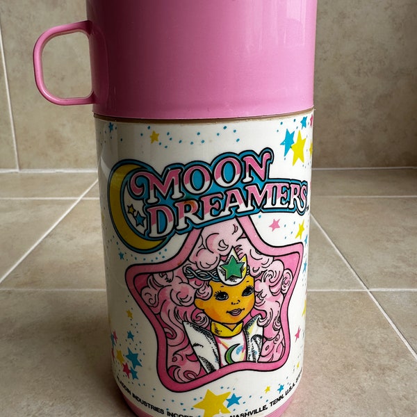 Vintage Moon Dreamers 1980s Hasbro Aladdin Flip Pour Plastic Thermos Great Condition