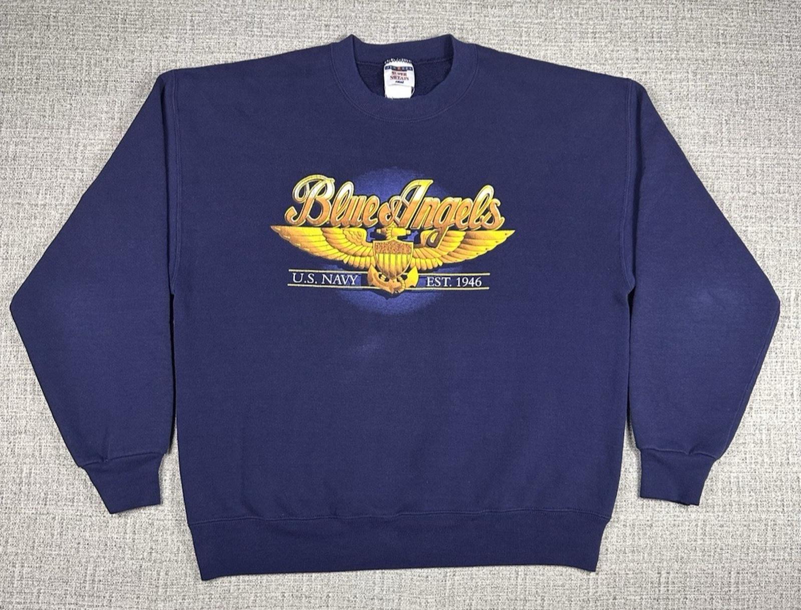 Blue Angels ブルーエンジェルス スウェット BLACK80s 90s Vintage 1990s Jerzees Blue Angels U.S Navy Military Sweatshirt Sz