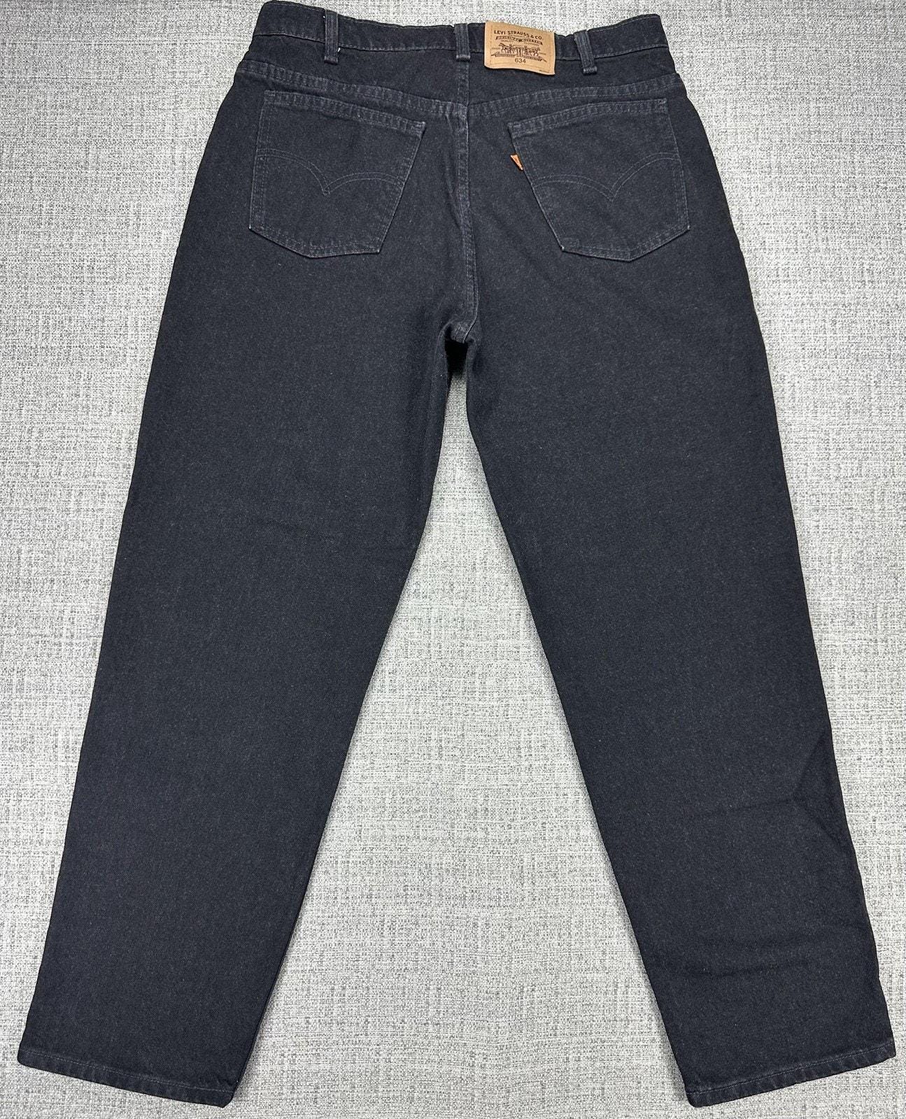 Vintage Levis 634 Jeans Mens 34x30 Black Denim Orange Tab Made