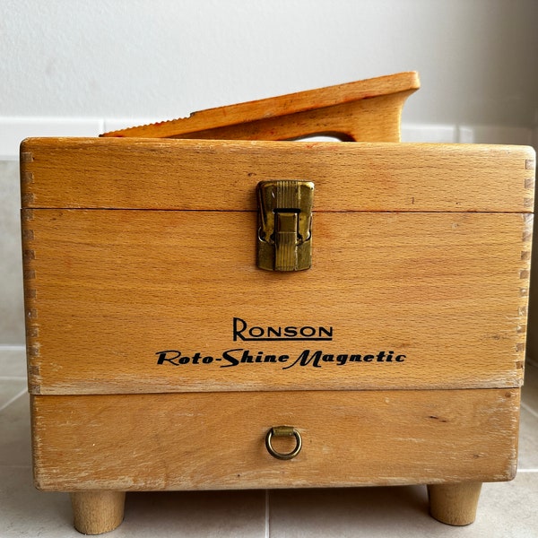 Ronson Roto-Shine Magnetic Box w/ Shoemaker Tools Accessories