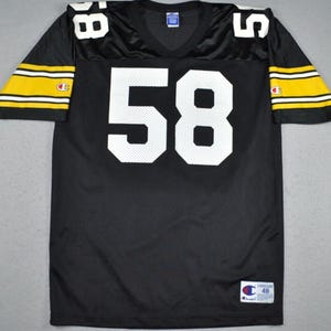 Vintage Pittsburgh Steelers Jersey Jack Lambert Mens Size 48 Champion Black EUC
