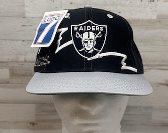 Gorra snapback vintage con logo 7 de los Oakland Raiders, con dientes de tiburón, envolvente, rara, NFL, nuevo artículo