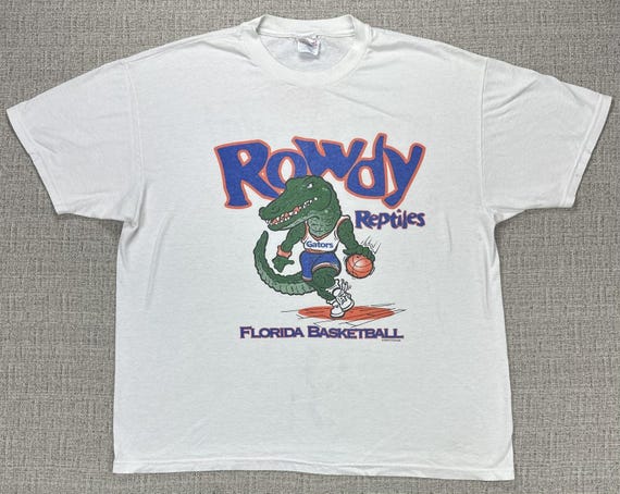 Vintage Florida Gators Shirt Mens XL White Rowdy Reptiles Basketball Gatorade