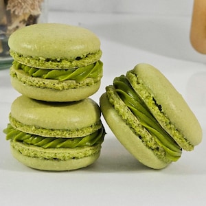 Handmade Matcha Tea Macarons: Matcha Ganache Filling, Original Flavor, Gluten-Free, Halal,
