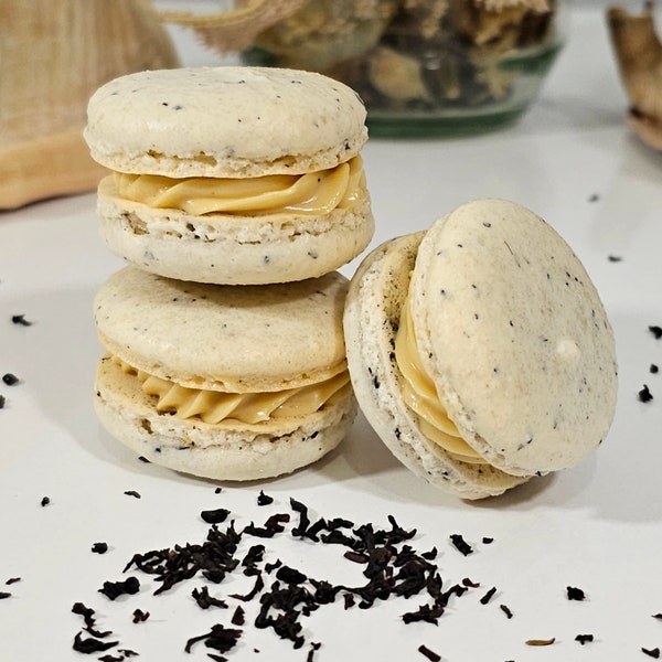 Handmade Tea Macaron with Real Ingredients, No Artificial Color and Flavor, Earl Grey Tea