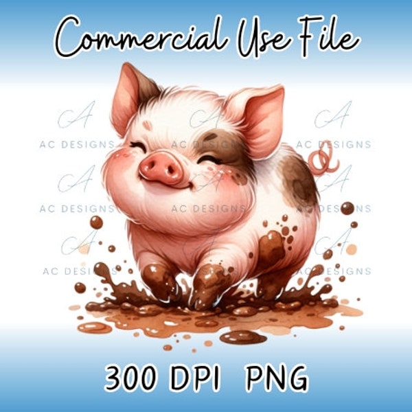 Pig playing in the mud png, Cute pot belly pig png, Farm png, Pig clipart, Instant sublimation download, Digital file only, Shirt design