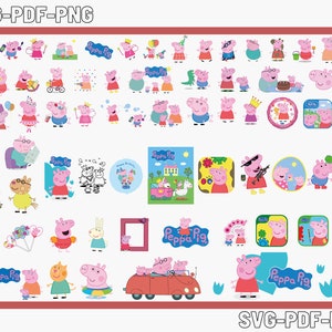 Peppa Pig +200 Layered Bundle , Mega Peppa Pig Digital Files , Mega Peppa Pig Cut Files , Clipart , Peppa Pig PNG-SVG-PDF