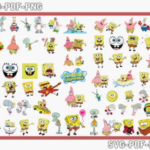 Mega Cartoon Layered Bundle , SpongeBob Cut Files , SpongeBob PNG-SVG-PDF