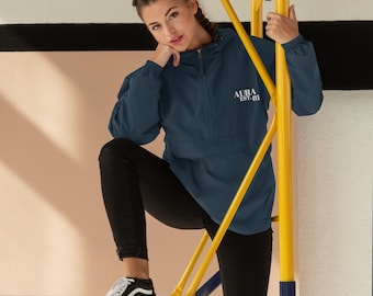 Aura with the white Embroidered Letters-Champion Packable Jacket