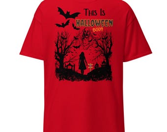 Ghostly Scene Unisex Cotton Tee "This is Halloween Boo"