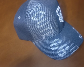 Route 66 Logo Split Stitch Six Panel Acryl Baseballkappe