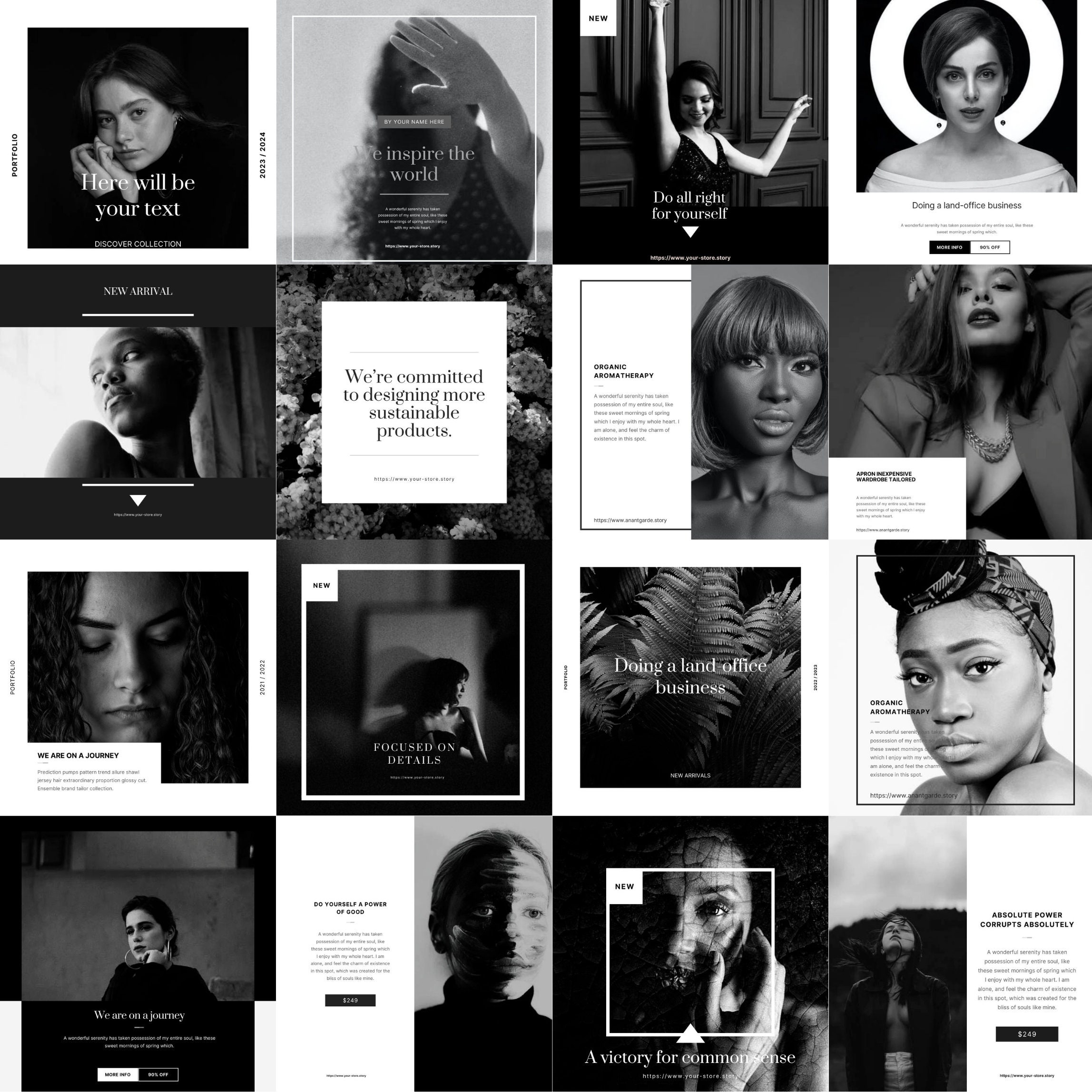 Black & White Aesthetic Instagram Post Templates (canva) - Etsy