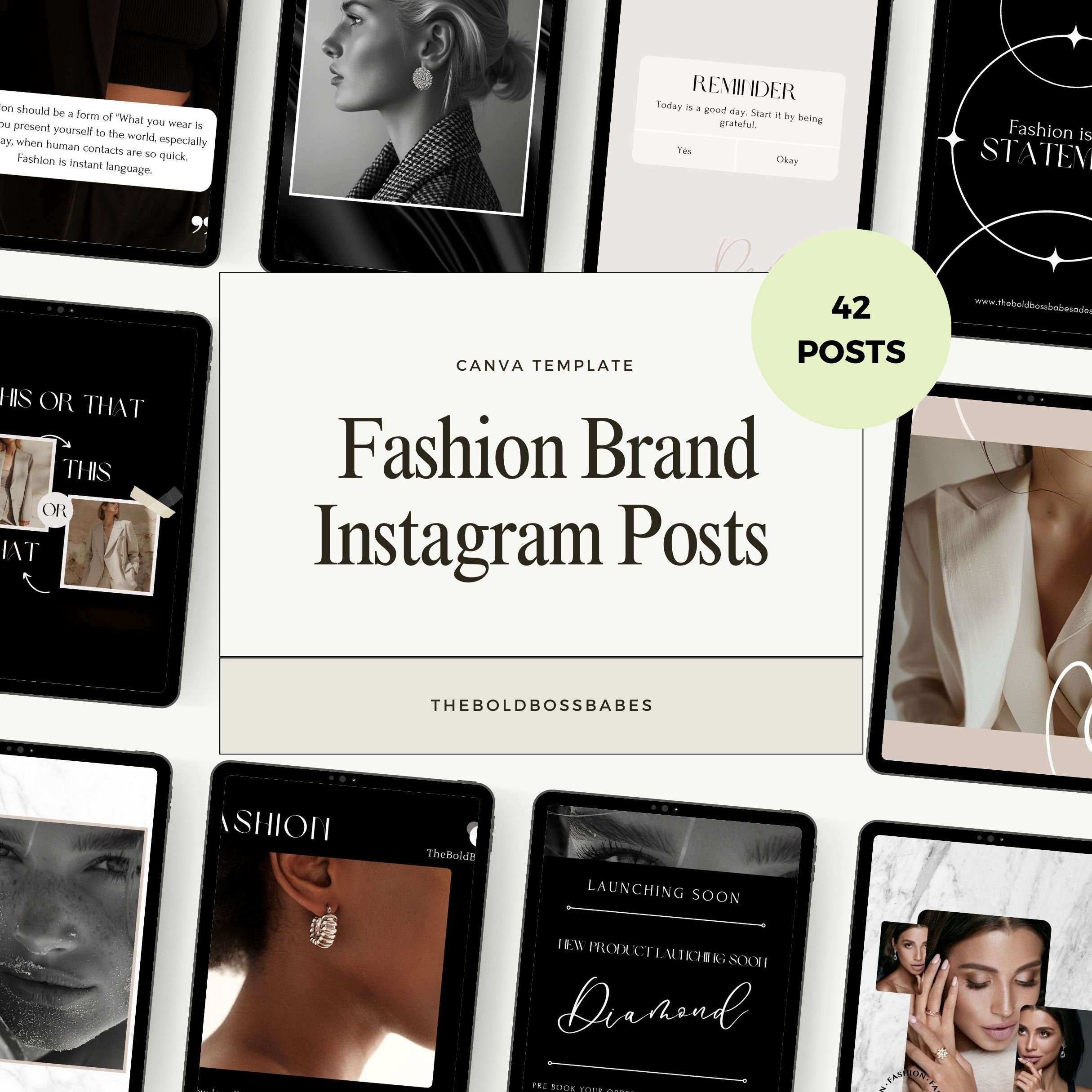 Black and Beige Fashion Brand Instagram Post Template in Canva 42 Instagram Template Posts for Fashion Business White and Beige Aesthetic IG