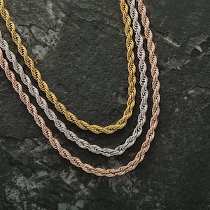 Sterling Silver Rope Chain Necklace | 925 Silver Rope Chain for Men and Women | Thick Silver Chain | Italian Style Rope Chain | Gift