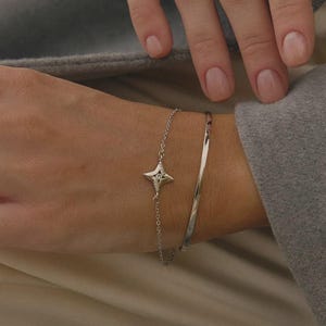 Sterling Silver Minimalist Sparkle Chain Bracelet, Dainty Adjustable Silver Bracelet, Everyday Stacking Bracelet, Bridesmaid Gift