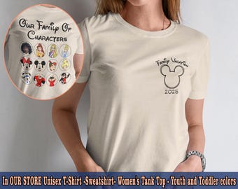 Camiseta reversible de Disney Family Vacation 2026, Nuestra Familia de Personajes