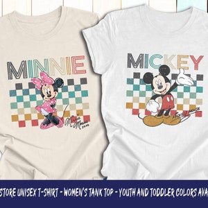 Vintage Mickey Shirt, Disney Shirt, Mickey Minnie Shirt, Checkered Mickey Shirt, Checkered Disney Shirt, Retro Disney Family Trip Shirt