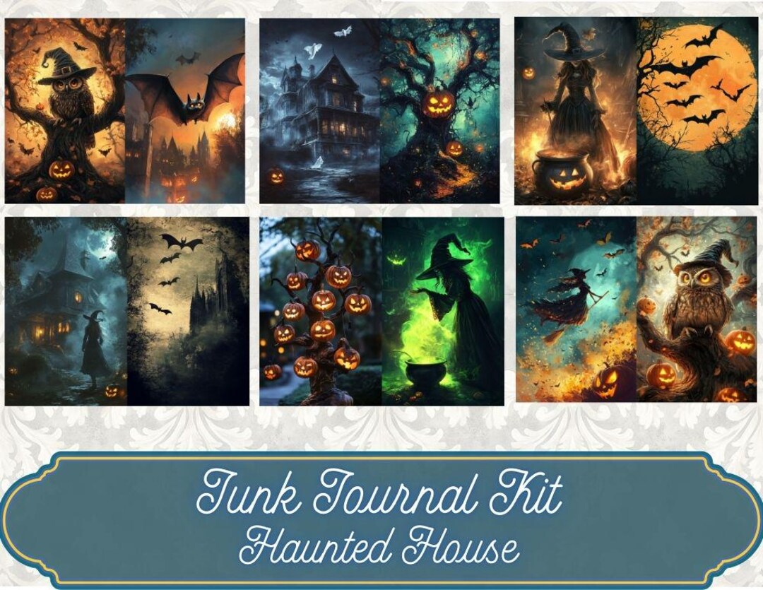 Haunted House Junk Journal Kit, Halloween, Printable, Digital Download ...