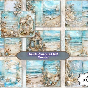 Kit de diario basura costero, místico, marino, fantástico, azul, efímero, imprimible, descarga digital