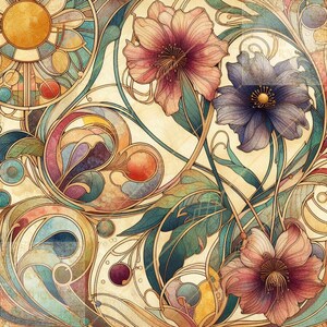 Floral Art Seamless Digital Paper, Scrapbook Paper - Etsy