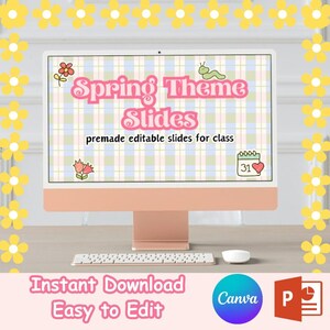 Spring Slides Template for Teachers | Editable Classroom Slides | Canva and PowerPoint Slides Template | Instant Download | Daily Slides