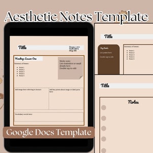 Aesthetic Student Digital Notebook | Notes template for students | Student notes organizer planner | Digital Download | Google Docs | Notes