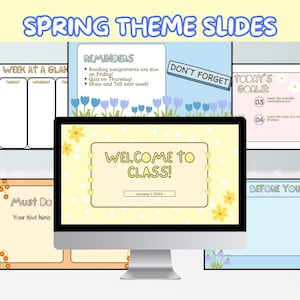 Spring Classroom Google Slides and Canva Template for Teachers | Spring Slides | Slides Template | Flower Slides | Daily Slides | Digital