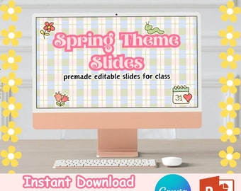 Modèle de diapositives de printemps pour les enseignants | Diapositives modifiables pour la classe | pour Diapositives et diapositives PowerPoint | Téléchargement instantané | Diapositives quotidiennes