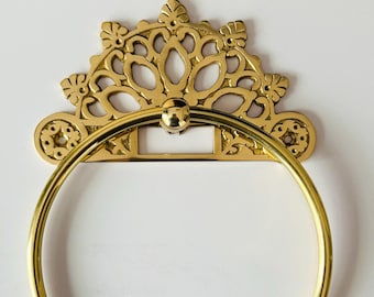 Victorian Polished Brass Hand Towel Ring – Wall-Mounted Bathroom Decor