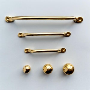 Decorative Brass Polished Cabinet Knobs Minimalistic Home Decor Pull Knobs / Premium Heavy Quality / Handcrafted Solid Brass