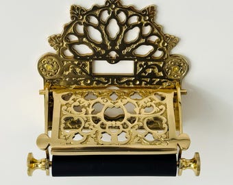 Victorian Polished Brass Toilet Paper Holder - Vintage-Inspired Bath Hardware