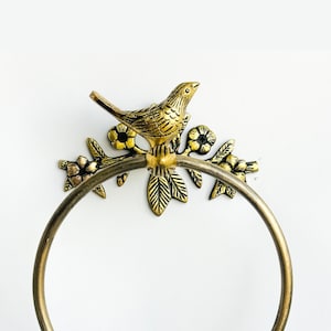 Handcrafted Solid Antique Finish Brass Bird Towel Ring