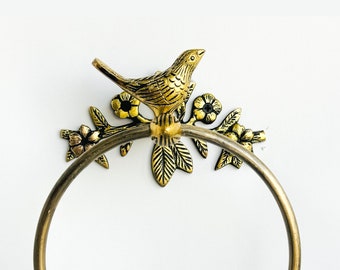 Handcrafted Solid Antique Finish Brass Bird Towel Ring