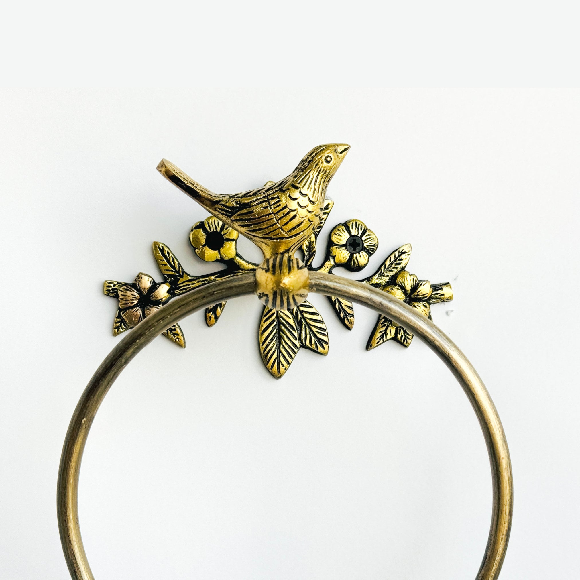 Handcrafted Solid Antique Finish Brass Bird Towel Ring