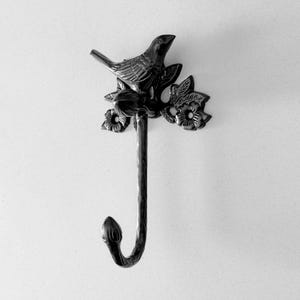 Handcrafted Solid Brass Black Finish Bird Hook