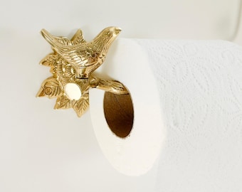 Brass Polished Bird Toilet Roll Holder / Made of Solid Brass & Handcrafted (shiny brass) / Premium and Durable