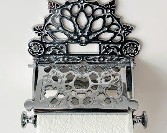 Victorian Style Chrome Brass Toilet Paper Holder - Elegant Bathroom Decor