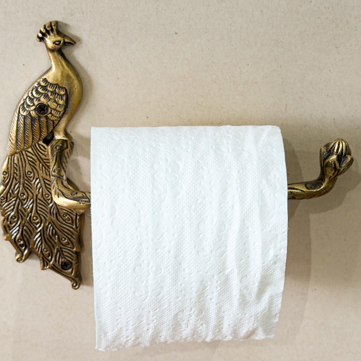 Peacock Antique Brass Bird Roll Holder / Handcrafted in Solid Brass / New Collection