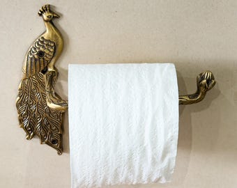Peacock Antique Brass Bird Roll Holder / Handcrafted in Solid Brass / New Collection