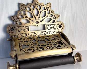 Antique Brass Victorian Roll Holder / Handcrafted & Solid Brass