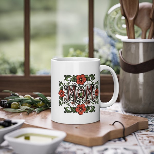 Mama Power Tasse - Blumenfrau Design - Perfektes Muttertagsgeschenk für sie - Idee für Weihnachtsgeschenk - Geschenk für die beste Mama,11oz