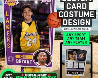 Custom Sports Trading Card Costume | DIY Wearable Sports Card | Editable Design | Baseball Card | Personalized | Halloween Costume