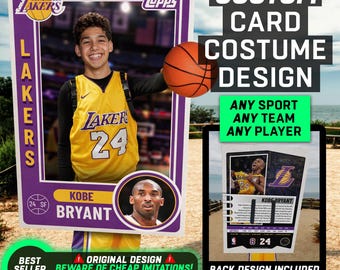 Benutzerdefiniertes Sports Trading Card Kostüm | DIY tragbare Sportkarte | Bearbeitbares Design | Baseball Karte | Personalisiert | Halloween-Kostüm