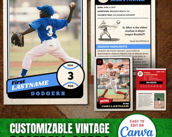 Customizable Baseball Card Canva Template, Player Trading Cards Template, Personalized DIY Sport Card, Printable School Team Gifts